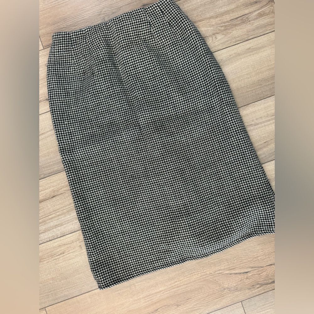 Harve Benard Sports Wool Gingham‎ Skirt 12 Houndstooth women's pencil vintage
